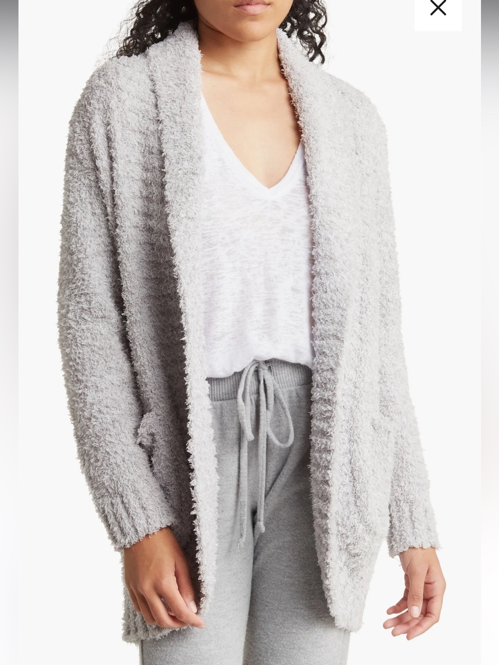 New Honeydew Small Grey Teddy SOFT Pocket Knit Cardigan Lounge Sweater Top R $80